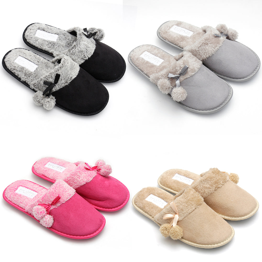 Womens Slippers Slip On Cozy Indoor Soft House Comfortable Plush Shoes