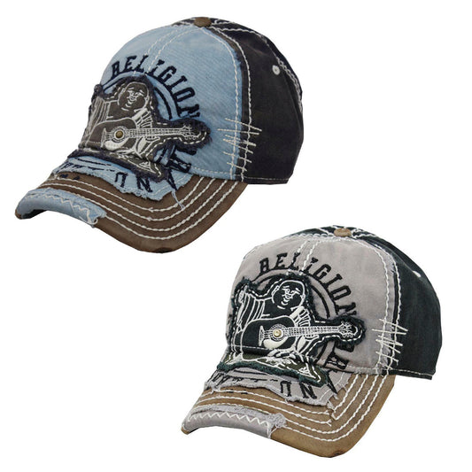 True Religion Men's TR1101 Buddha Vintage Distressed Trucker Hat Cap