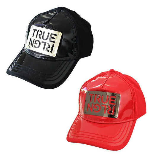 True Religion Men's TR1965 Metal Plate Logo Vinyl Front Trucker Hat Cap