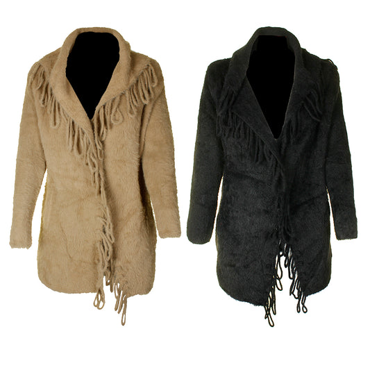 Very Moda Women's Long Sleeve Lop Fringe Open Front Cardigan