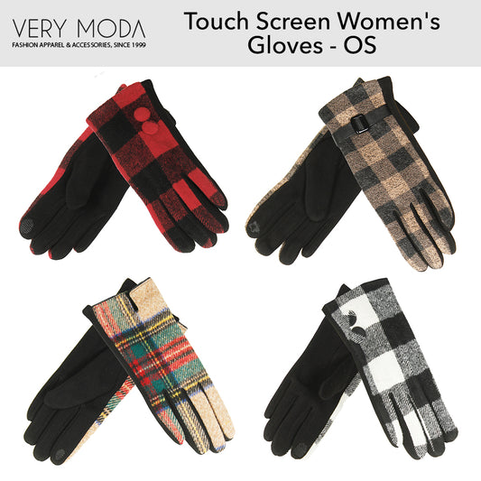 Very Moda Women's Touch Screen Plaid Pattern Fashion Winter Gloves No Size