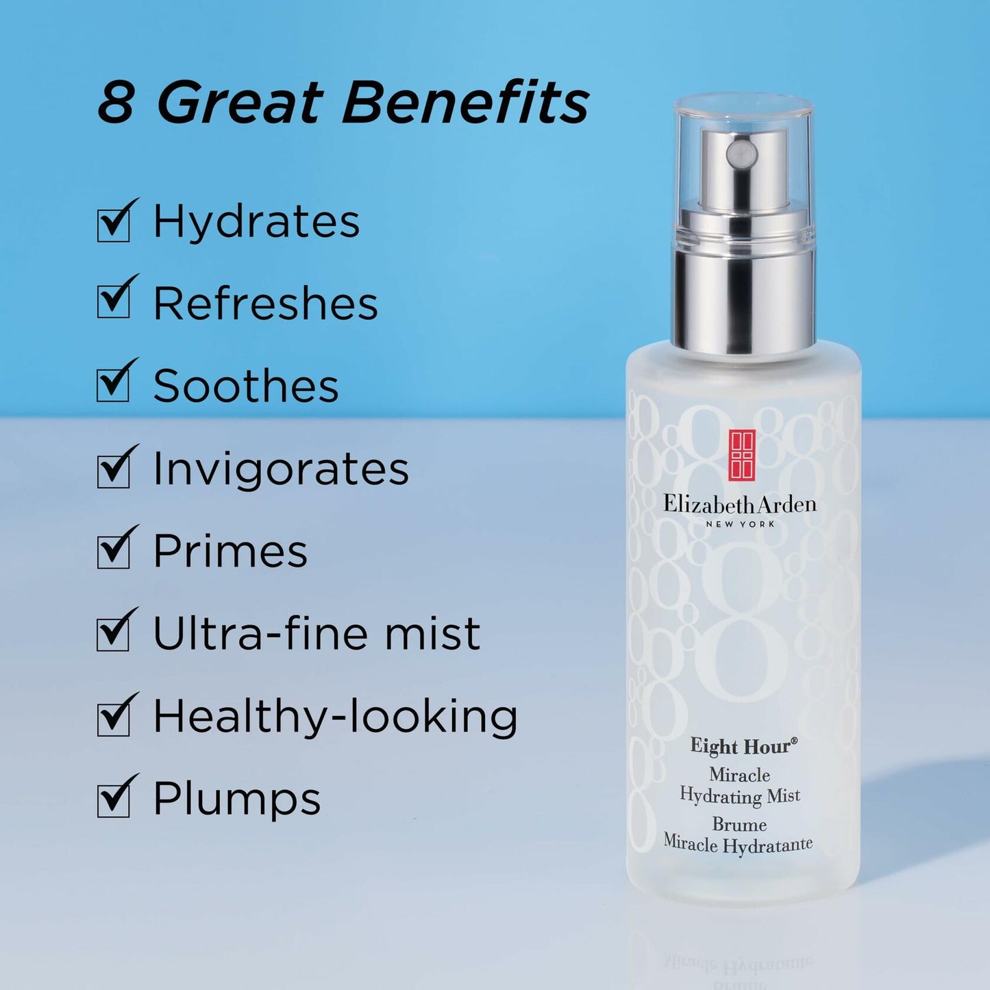 Elizabeth Arden Eight Hour Miracle Hydrating Face Mist, Dewy Facial Spray Moisturizer, Dry Skin Care with Antioxidants & Glycerin, 3.4 fl oz