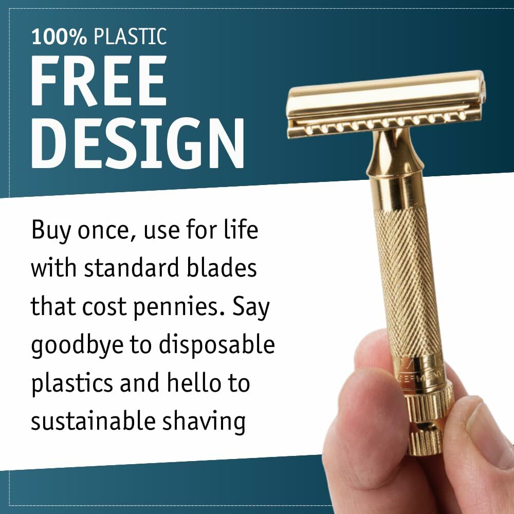 Merkur Classic 2-Piece Double Edge Safety Razor Gold Plated, 1 Count