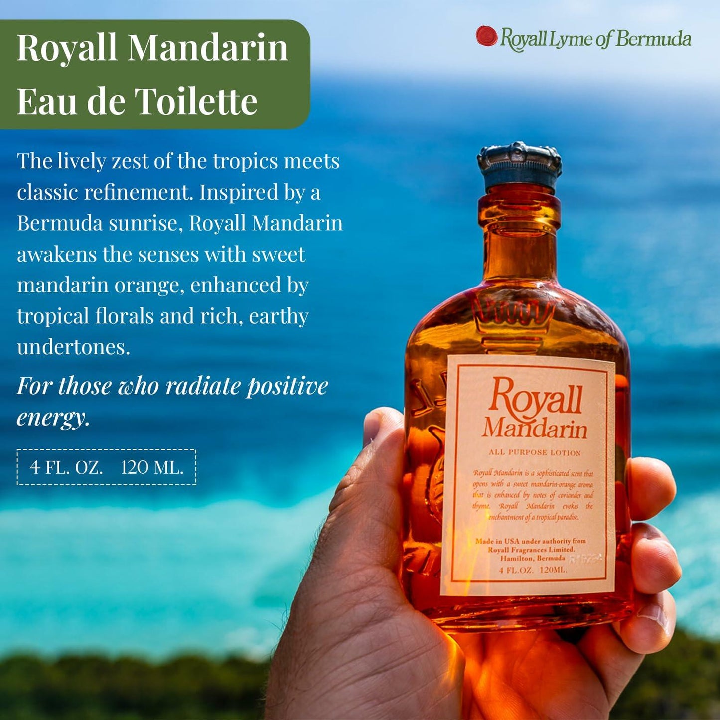 ROYALL MANDARIN, Men's Heritage Eau de Toilette, Bright Citrus Fragrance – 4 oz Spray