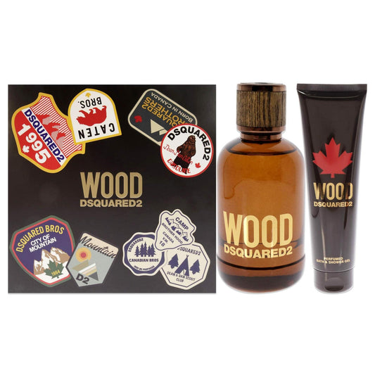 Wood by Dsquared2 for Men - 2 Pc Gift Set 3.4oz EDT Spray, 5.0oz Bath and Shower Gel, Packaging May Vary