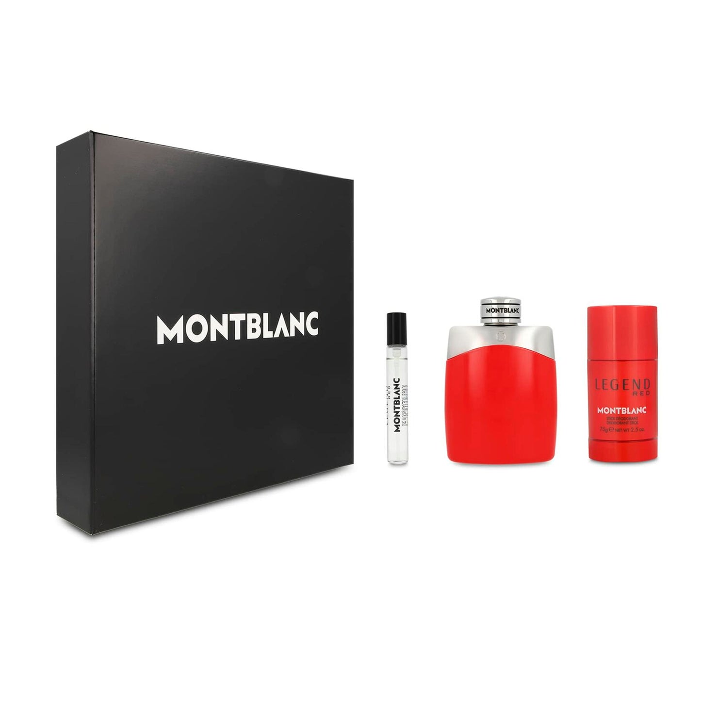 Mont Blanc Legend Red 3- Piece Set for Men, (3.4 Oz Eau De Parfum Intense Spray + 2.5 Oz Deodorant Stick + 0.25 Oz Eau De Parfum Spray)
