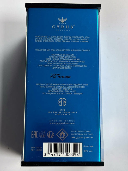 Yves De Sistelle Anonymous Eau de Toilette Spray for Men, Limited Edition, 3.3 oz