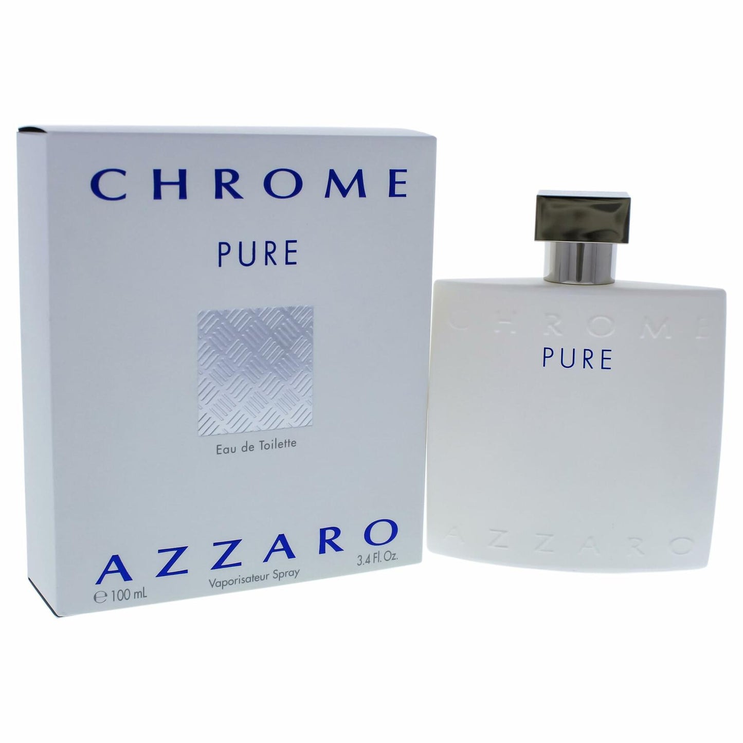 Azzaro Chrome Pure Eau de Toilette - Mens Cologne - Citrus, Oriental & Woody Fragrance, 3.4 Fl Oz