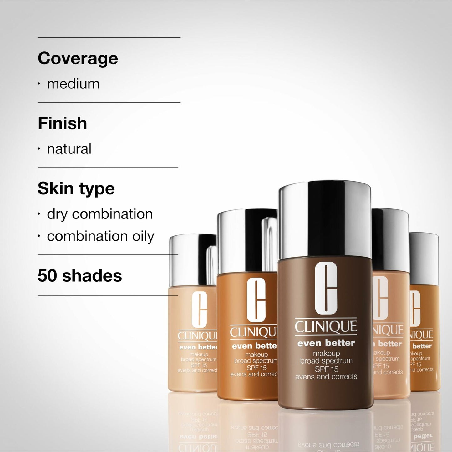 Clinique Even Better Makeup Liquid Foundation SPF 15 With Vitamin C For Dry + Oily Combination Skin Types | Medium Coverage + Natural Finish | Evens Skin Tone + Reduces Dark Spots, Ginger
