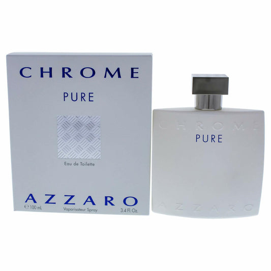 Azzaro Chrome Pure Eau de Toilette - Mens Cologne - Citrus, Oriental & Woody Fragrance, 3.4 Fl Oz