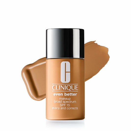 Clinique Even Better Makeup Liquid Foundation SPF 15 With Vitamin C For Dry + Oily Combination Skin Types | Medium Coverage + Natural Finish | Evens Skin Tone + Reduces Dark Spots, Deep Honey