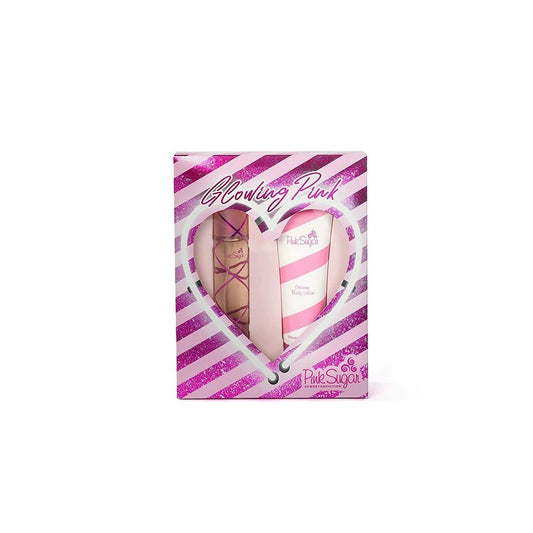 PINK SUGAR "GLOWING PINK" SWEET ADDICTION IN WINDOW BOX/AQUOLINA SET (W)