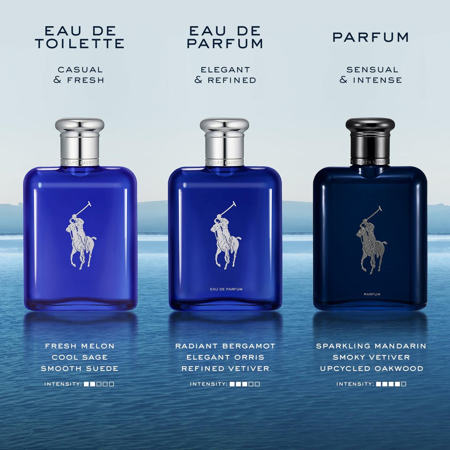 RALPH LAUREN FRAGRANCES Polo Blue - Eau de Parfum - Men's Cologne - Aquatic & Fresh - With Citrus, Bergamot, and Vetiver - Medium Intensity - 4.2 Fl Oz