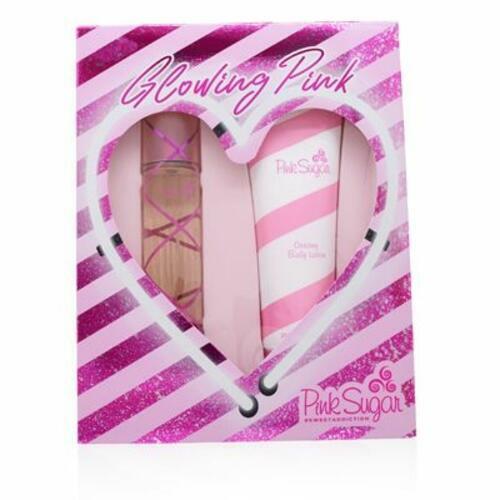 PINK SUGAR "GLOWING PINK" SWEET ADDICTION IN WINDOW BOX/AQUOLINA SET (W)