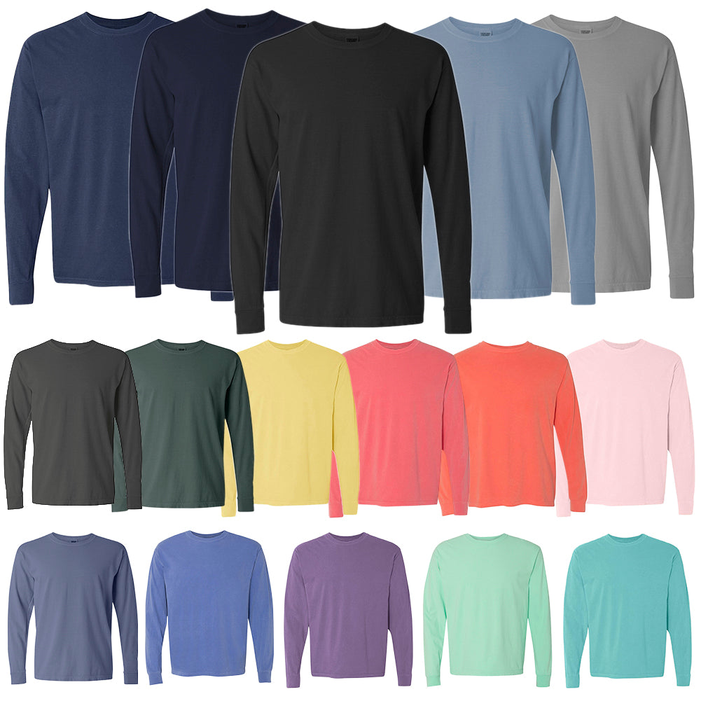 Gildan Comfort Colors Men's 6014 Garment Dyed Long Sleeve Crew Neck T Shirt