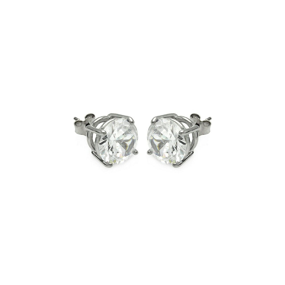 Brilliant Cubic Zirconia CZ Stud earrings .925 Sterling Silver Rhodium Plated