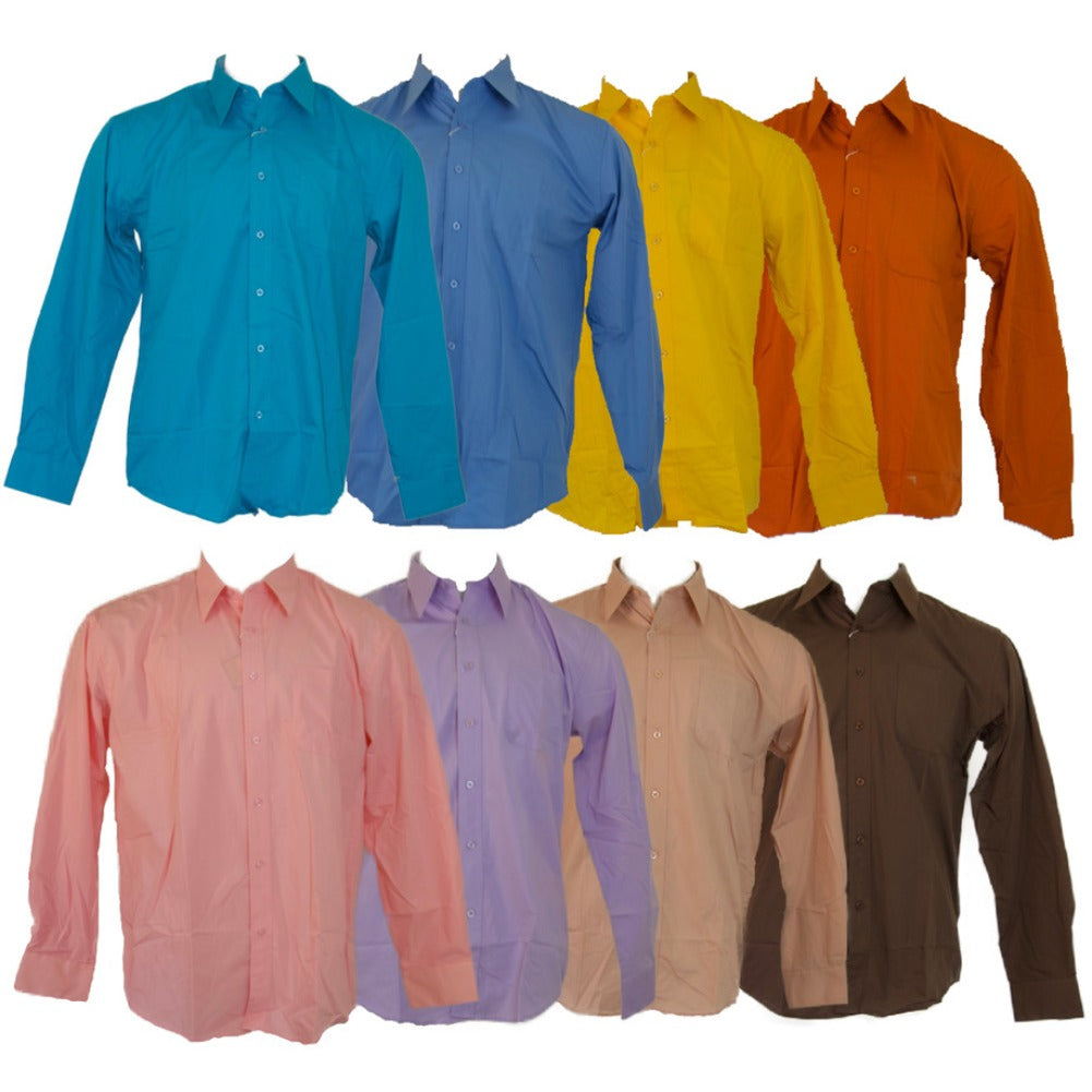 Men's Long Sleeve Shirt Classic Fit Formal Button Up Collared Dress Shirt