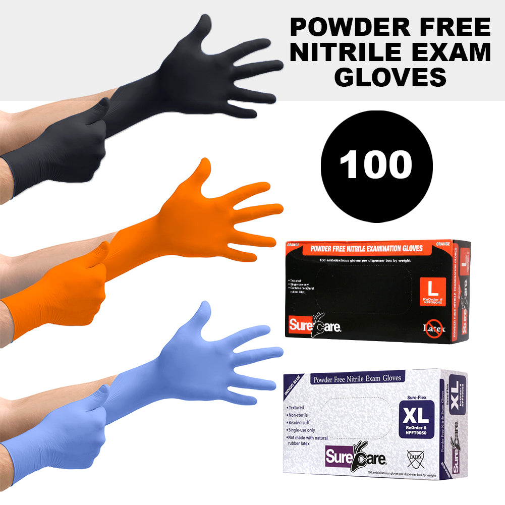 Rubber Gloves Powder Free Nitrile 1 Pack 100 Count Strong Medical Exam Precision